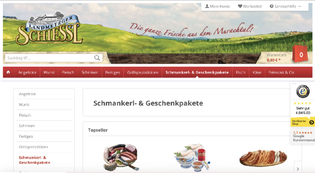 Screenshot Website Landmetzger Schiessl